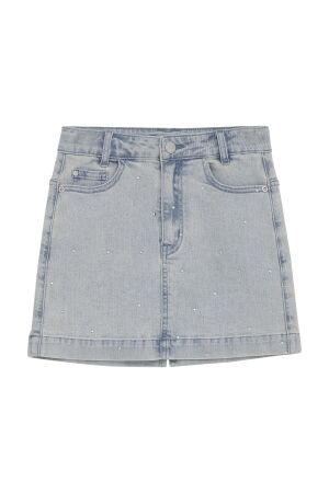 Indian Blue Jeans Denim Skirt Studs 7222 Bleach Denim