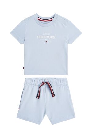 Tommy Hilfiger Monotype T-shirt en Short Set C1O Breezy Blue