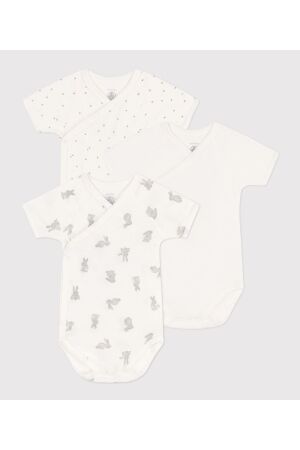 Petit Bateau 3-pack Bodies naissance MC Blanc