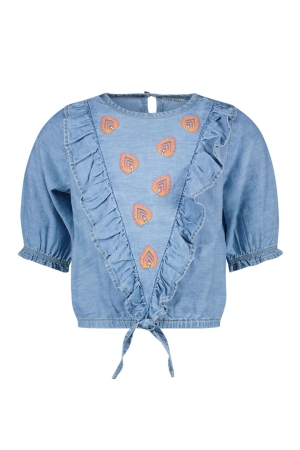 Like Flo Denim Knotted Top 181 lt denim