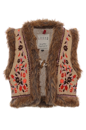 Looxs Little Little embroidery fur gilet 407 Orange earth