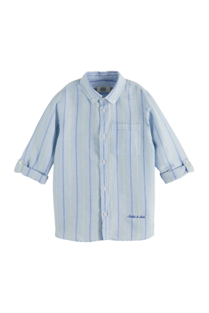 Scotch & Soda Kids Yarn-dyed linen shirt 5233 Blue Stripe