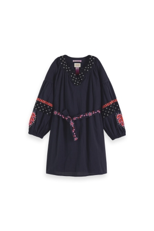 Scotch & Soda Kids Embroidered cotton dress 0093 Midnight