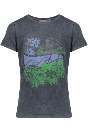 Geisha T-shirt acid dye sunset 000925 - grey/blue/green