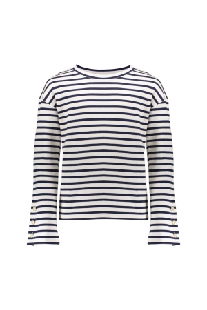 Geisha Sweater striped with buttons 010 - off-white/navy