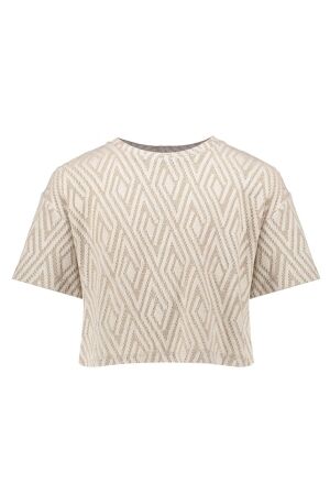 Geisha Jacquard top Sand/Off-White