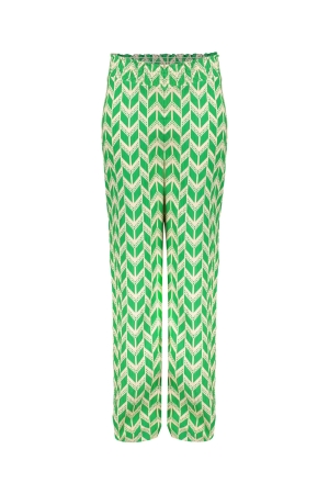 Geisha Pants all over print green 720 - sand/green