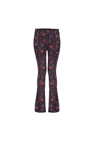 Geisha Pants flared AOP small flower 000675 - navy/red