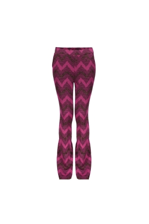 Geisha Pants flared zig zag lurex 000445 - fuchsia/burgundy