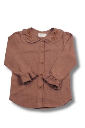 Two You Label Lina Linen Blouse Brown Rust