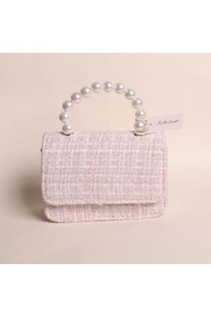 Fall & Scott Tweed tasje met parels Light Pink