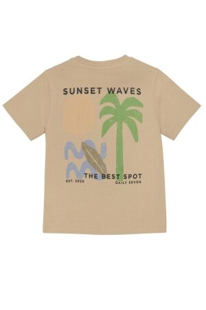 Daily7 T-shirt Structure print 2227 Latte Sand